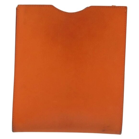 HERMES Omenitu Shoulder Bag Leather Orange Auth BA4408 - Picture 4 of 15